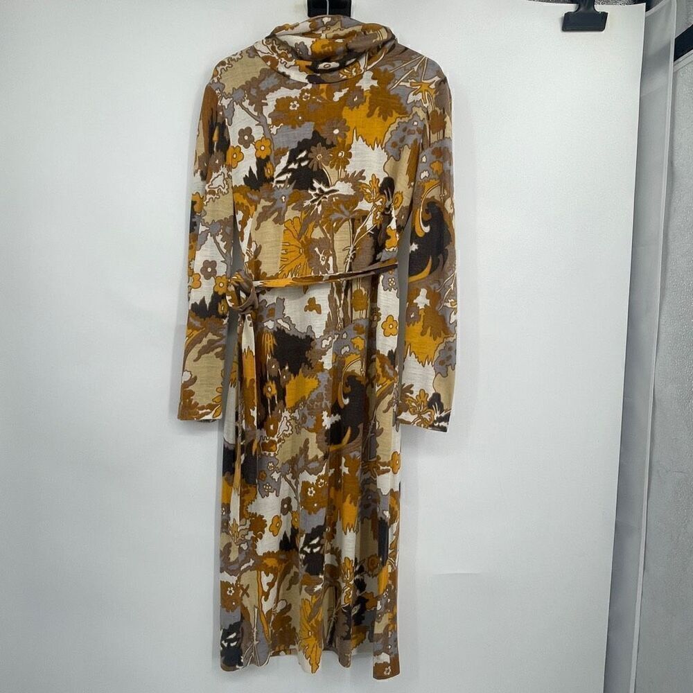 Triandra Frederick Altmann Multicolor Patchwork Floral Acrylic Wool Midi Dress S